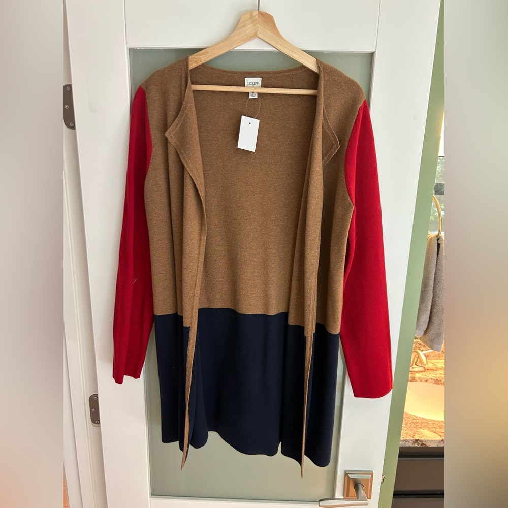 J. Crew Women's Colorblock Cardigan - Red, Brown, Navy